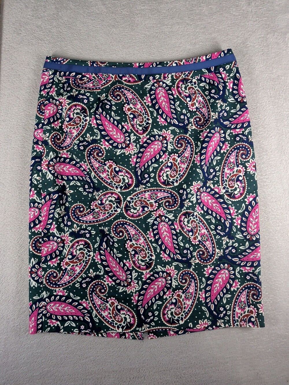 Boden Pencil Lined SKirt Women's 10 Paisley Floral Green Pink